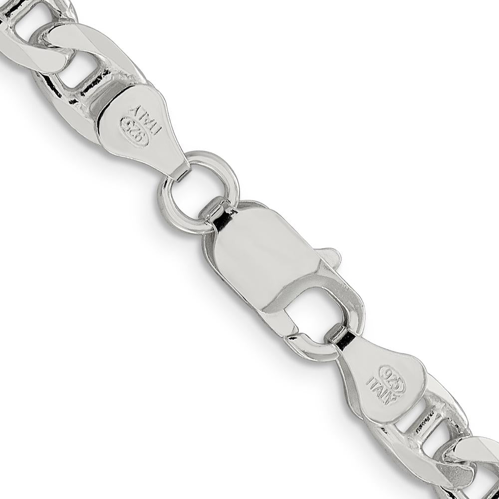 Sterling Silver 26" Diamond-Cut Flat Anchor Curb Chain - 6.5mm Width by Lumare Gioia