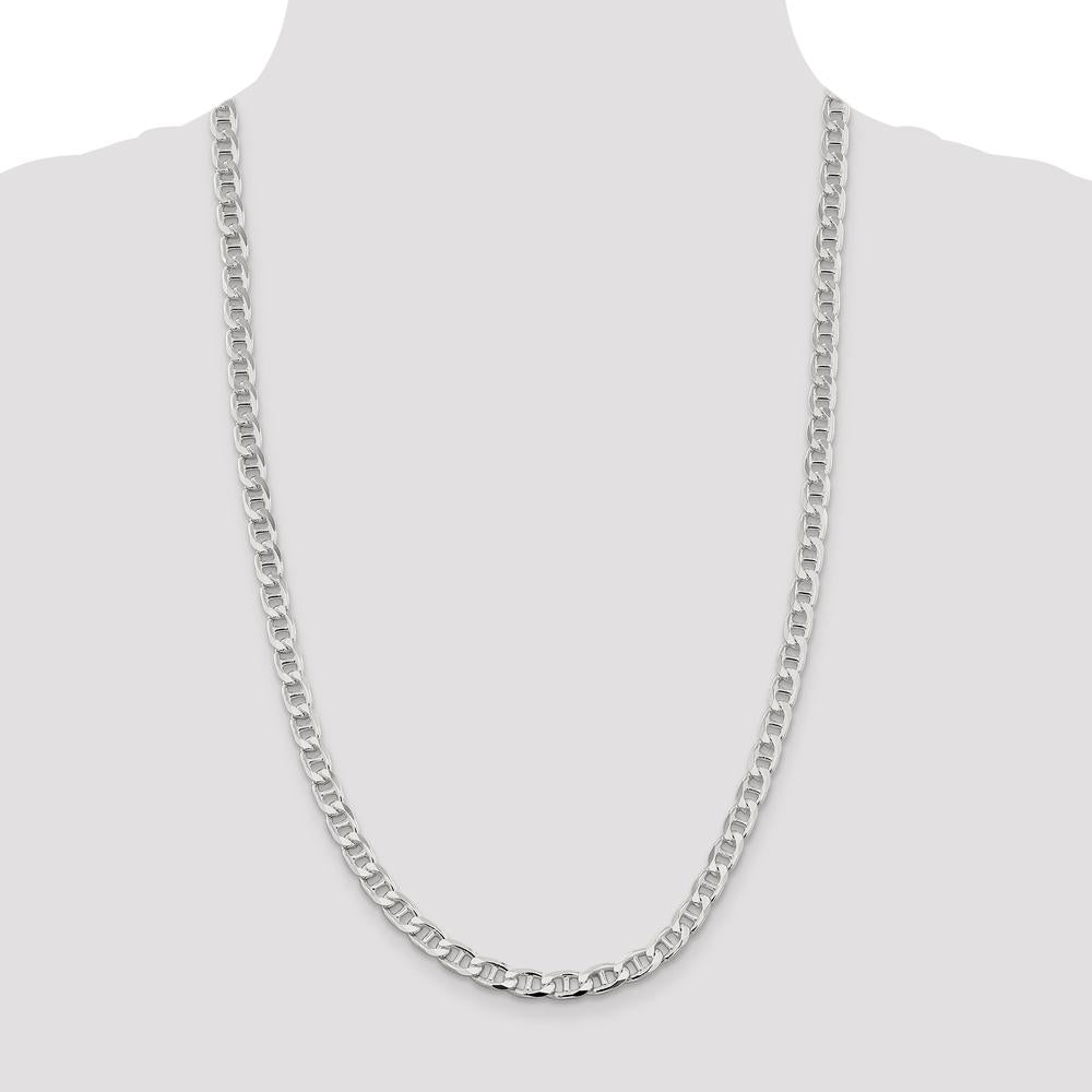 Sterling Silver 26" Diamond-Cut Flat Anchor Curb Chain - 6.5mm Width by Lumare Gioia