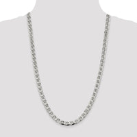 Sterling Silver 26" Diamond-Cut Flat Anchor Curb Chain - 7.4mm Width by Lumare Gioia