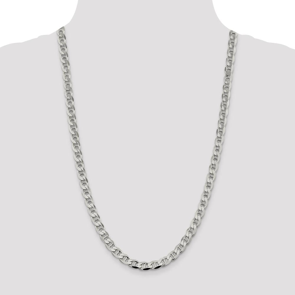 Sterling Silver 26" Diamond-Cut Flat Anchor Curb Chain - 7.4mm Width by Lumare Gioia