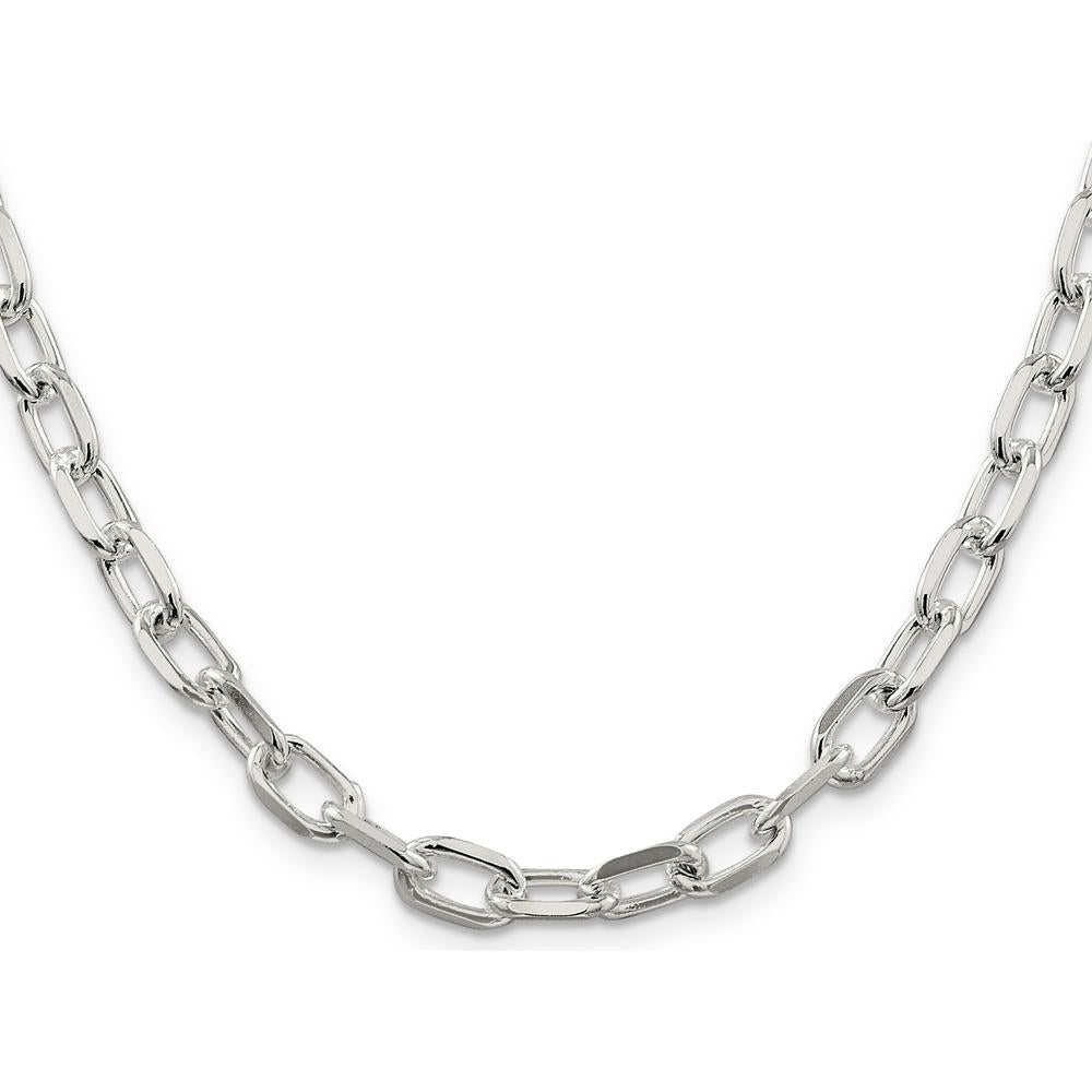 Sterling Silver 26" Diamond-Cut Long Link Cable Chain - 6.65mm Width by Lumare Gioia
