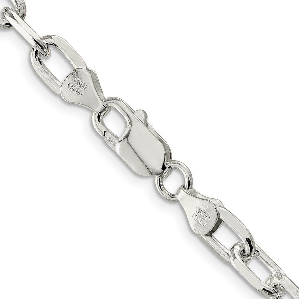 Sterling Silver 26" Diamond-Cut Long Link Cable Chain - 6.65mm Width by Lumare Gioia