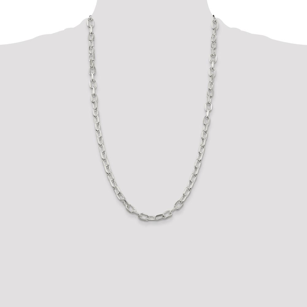 Sterling Silver 26" Diamond-Cut Long Link Cable Chain - 6.65mm Width by Lumare Gioia
