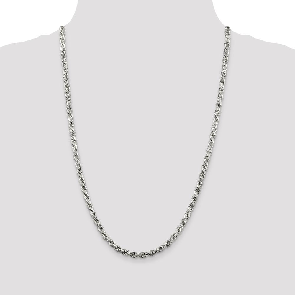 Sterling Silver 26" Diamond-Cut Rope Chain - 4.75mm Width by Lumare Gioia