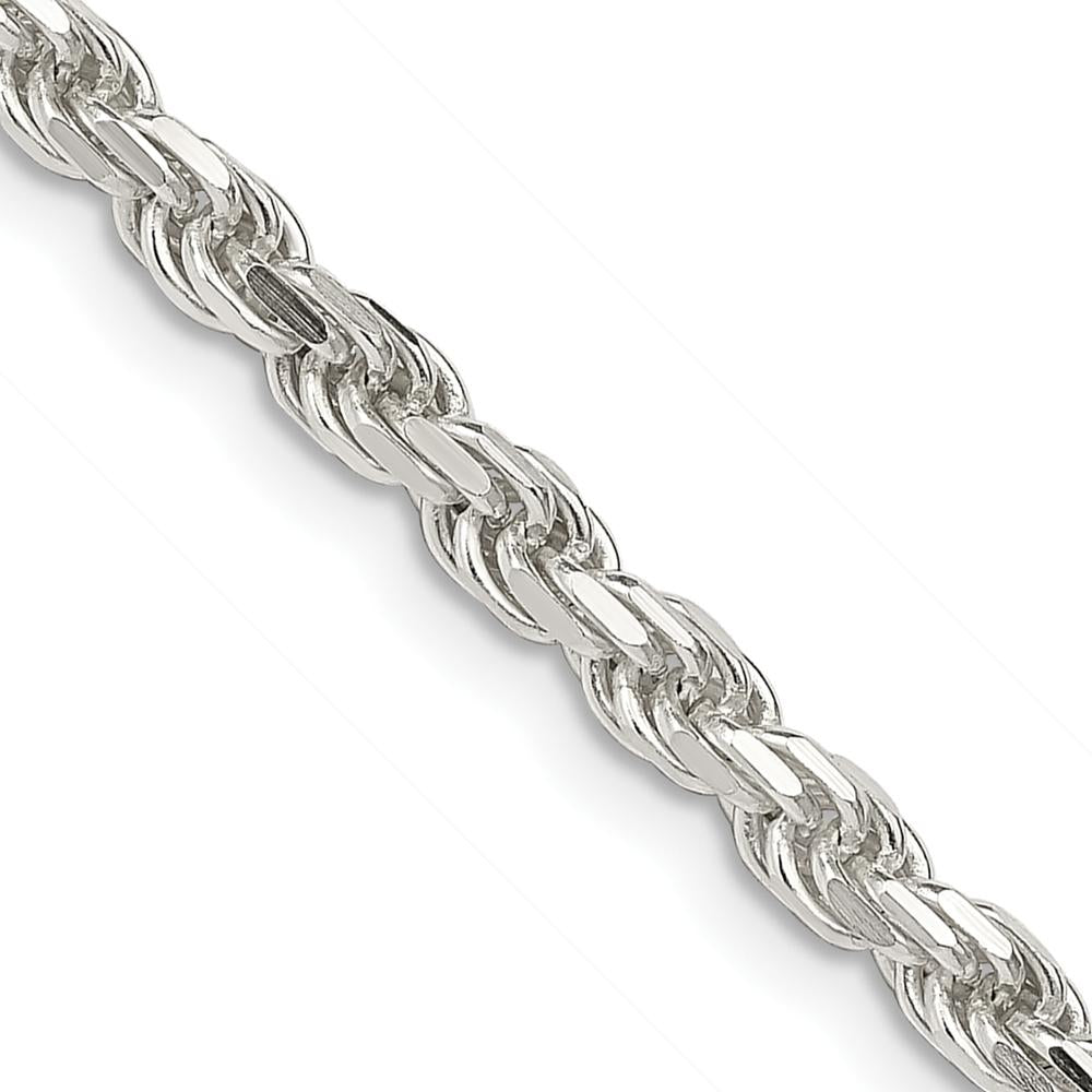 Sterling Silver 26" Diamond-Cut Rope Chain Necklace - 3.75mm Width by Lumare Gioia