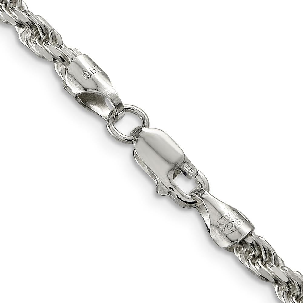 Sterling Silver 26" Diamond-Cut Rope Chain Necklace - 3.75mm Width by Lumare Gioia