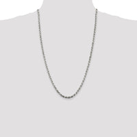 Sterling Silver 26" Diamond-Cut Rope Chain Necklace - 3.75mm Width by Lumare Gioia