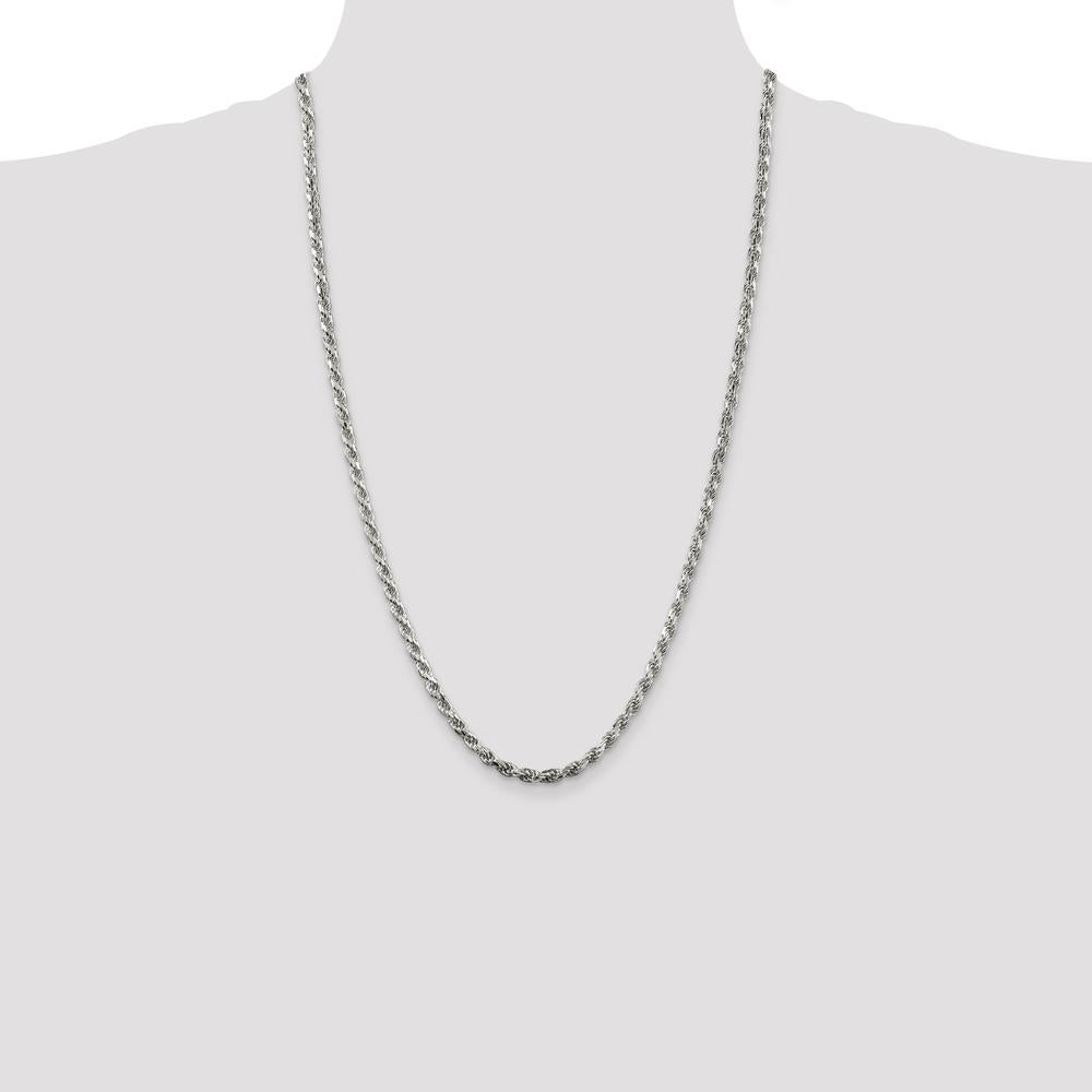 Sterling Silver 26" Diamond-Cut Rope Chain Necklace - 3.75mm Width by Lumare Gioia