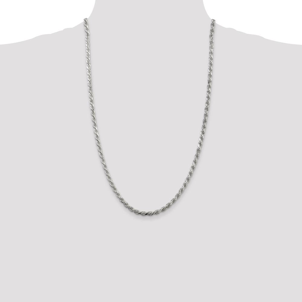 Sterling Silver 26" Diamond-Cut Rope Chain Necklace - 4.25mm Width by Lumare Gioia