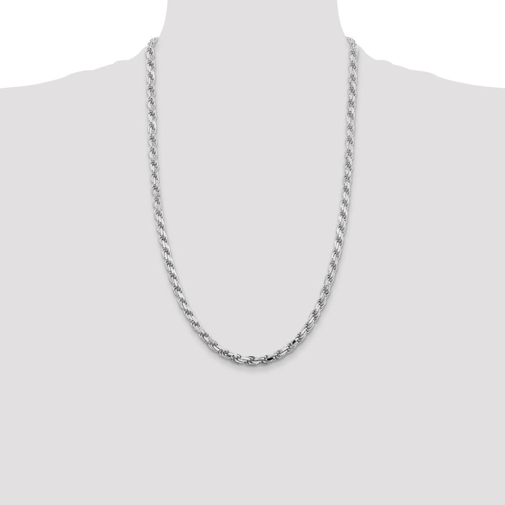 Sterling Silver 26" Diamond-Cut Rope Chain Necklace - 5.75mm Width by Lumare Gioia