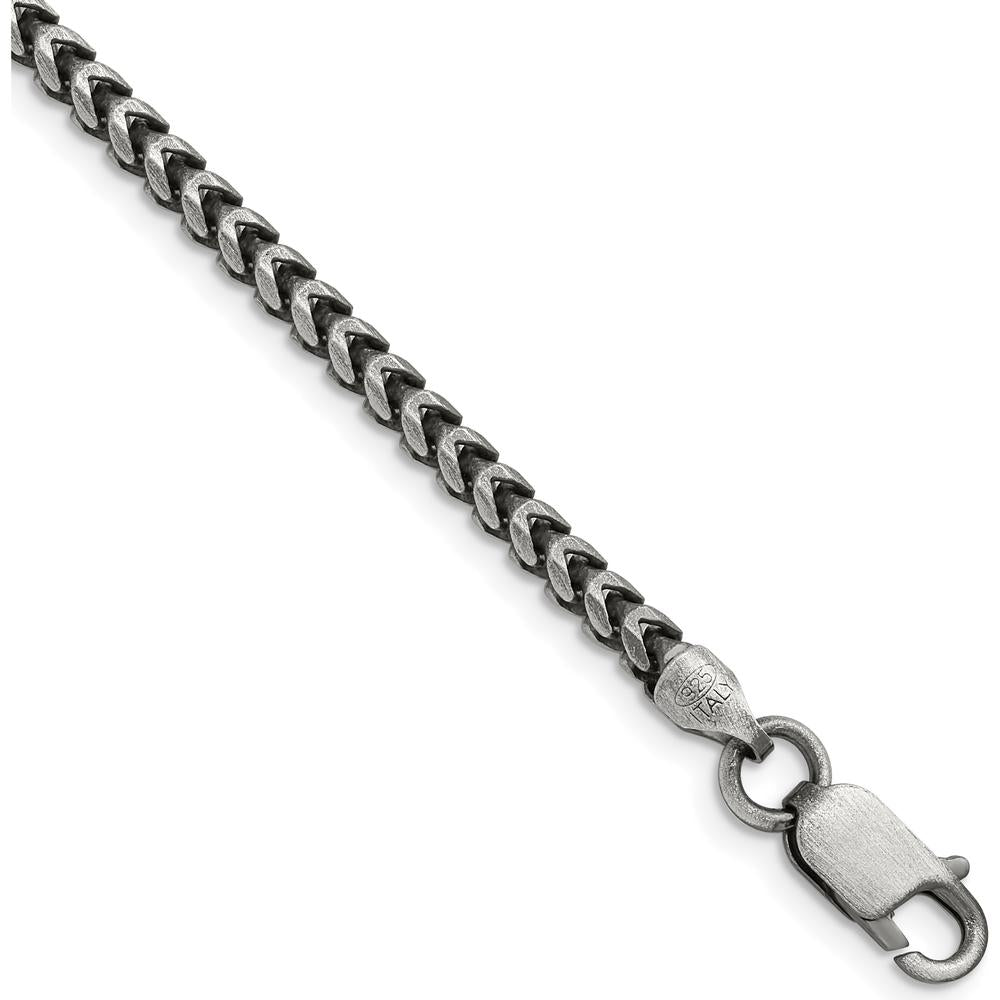 Sterling Silver 26" Diamond-Cut Square Franco Chain with Lobster Clasp - 3.1mm Thickness by Lumare Gioia