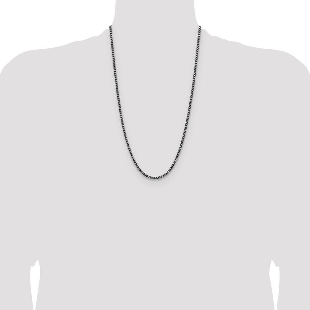 Sterling Silver 26" Diamond-Cut Square Franco Chain with Lobster Clasp - 3.1mm Thickness by Lumare Gioia