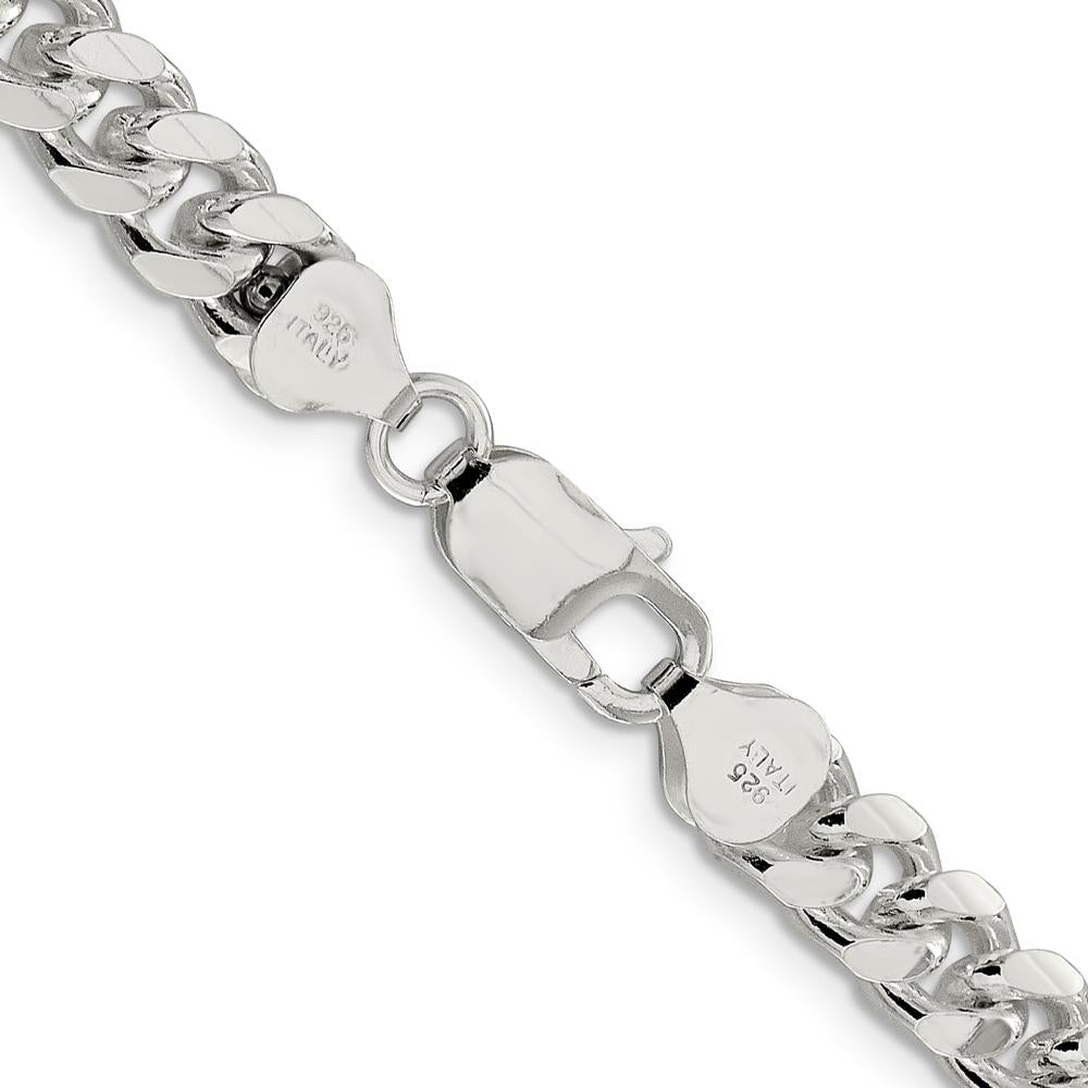 Sterling Silver 26" Domed Curb Chain with Diamond-Cut Texture - 7.35mm Width by Lumare Gioia