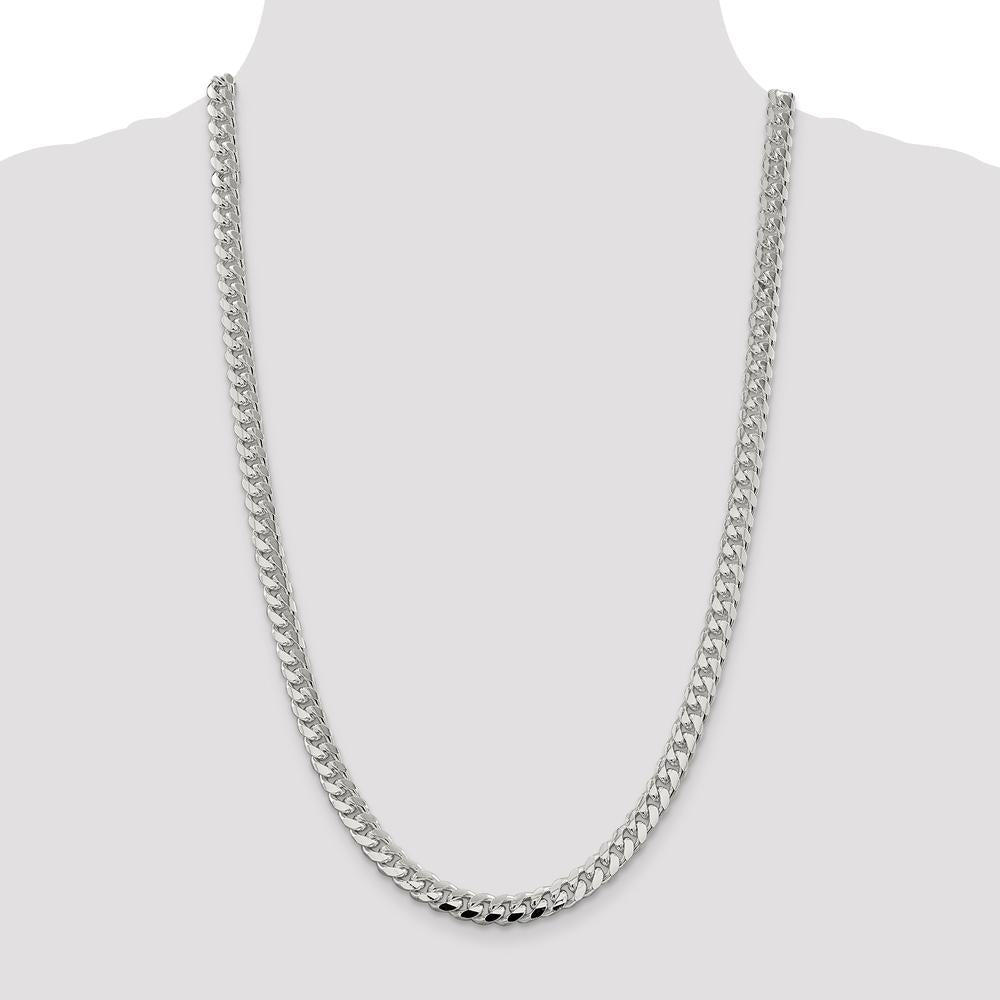 Sterling Silver 26" Domed Curb Chain with Diamond-Cut Texture - 7.35mm Width by Lumare Gioia