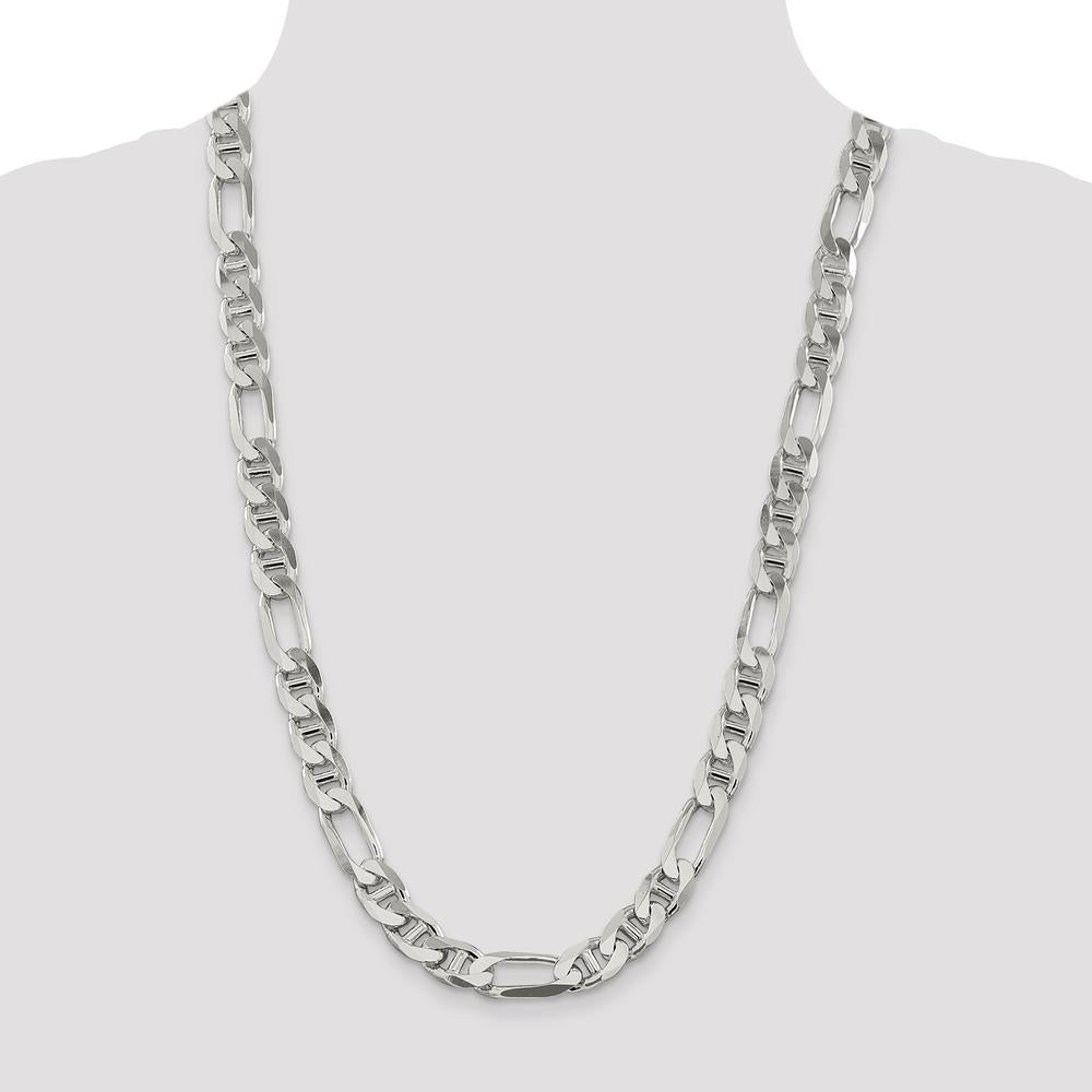 Sterling Silver 26" Figaro Anchor Chain Necklace - 10.65mm Width by Lumare Gioia