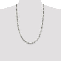 Sterling Silver 26" Figaro Chain Necklace - Polished Finish, 5.5mm Width by Lumare Gioia