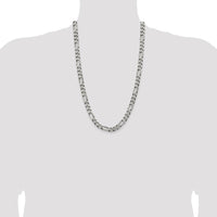 Sterling Silver 26" Figaro Chain Necklace with Antiqued Finish - 7.75mm Width by Lumare Gioia