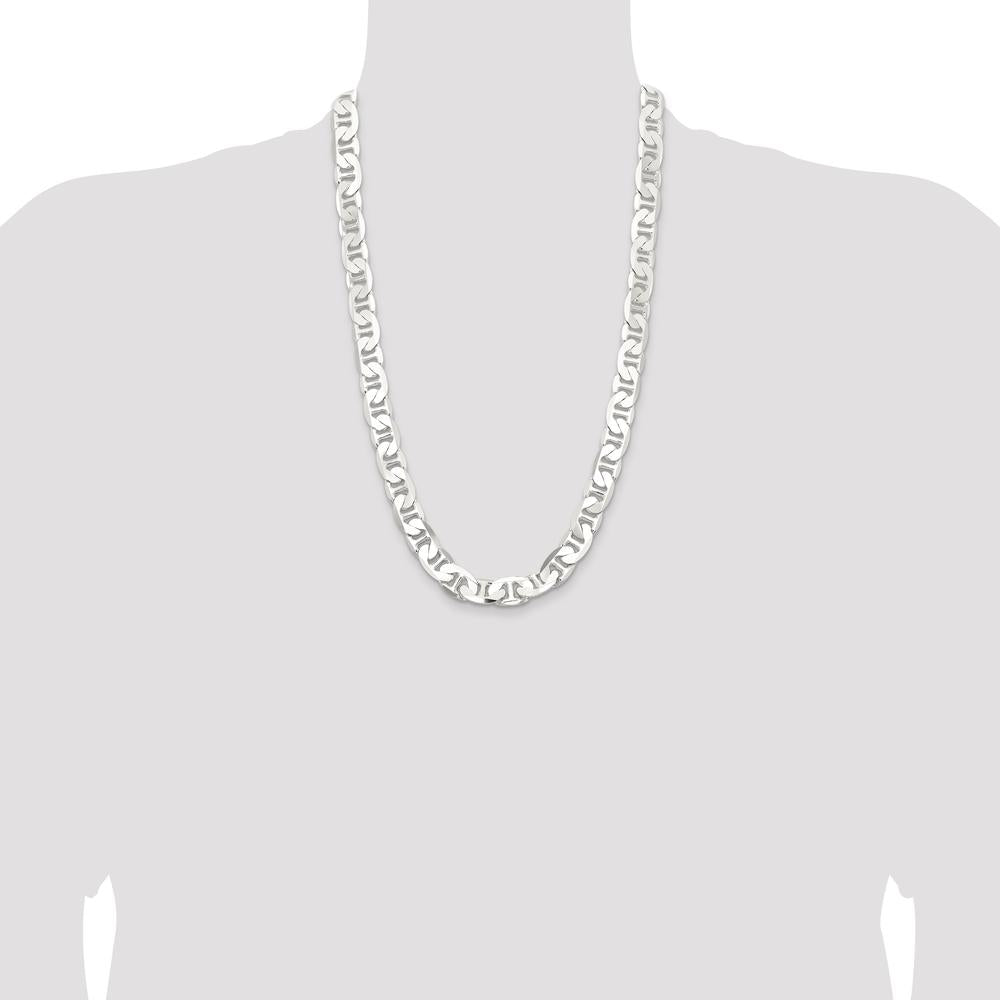 Sterling Silver 26" Flat Anchor Chain - 11.5mm Width, Polished Finish by Lumare Gioia