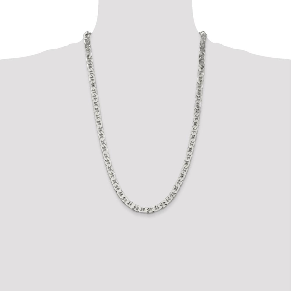 Sterling Silver 26" Flat Anchor Chain Necklace - 6.5mm Width by Lumare Gioia