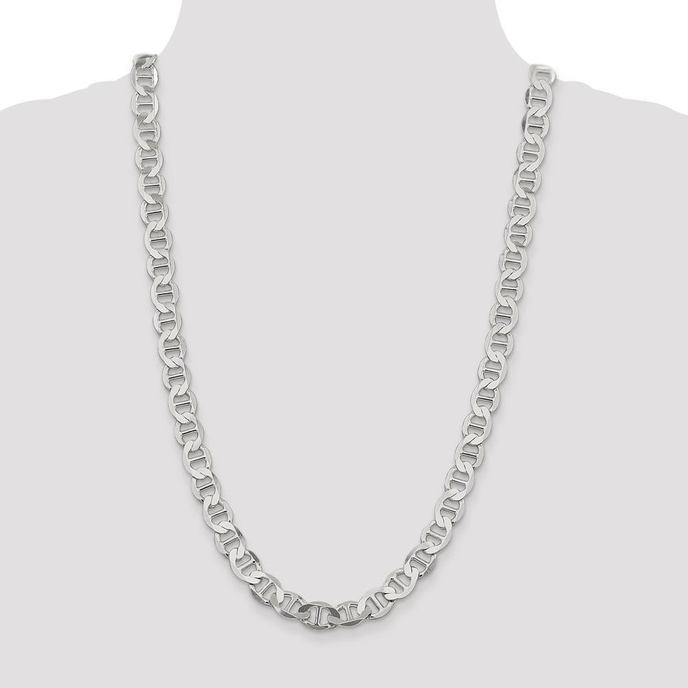 Sterling Silver 26" Flat Anchor Chain with Polished Finish - 9.95mm Width by Lumare Gioia