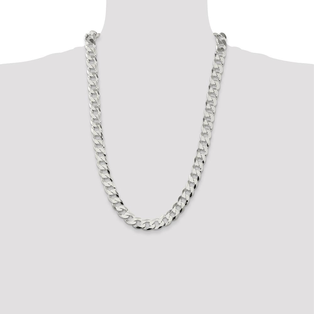 Sterling Silver 26" Flat Curb Chain Necklace - 11.75mm Width by Lumare Gioia