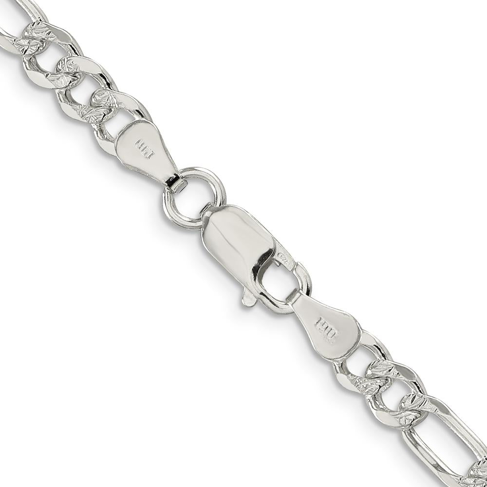 Sterling Silver 26" Pavé Flat Figaro Chain - 5.5mm Width by Lumare Gioia