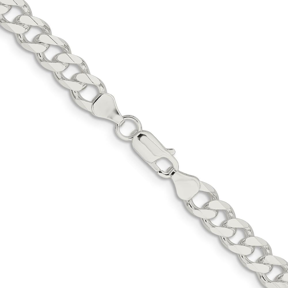 Sterling Silver 26" Polished 7.5mm Curb Chain with Lobster Clasp by Lumare Gioia