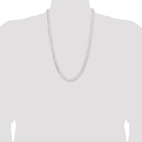 Sterling Silver 26" Polished 7.5mm Curb Chain with Lobster Clasp by Lumare Gioia