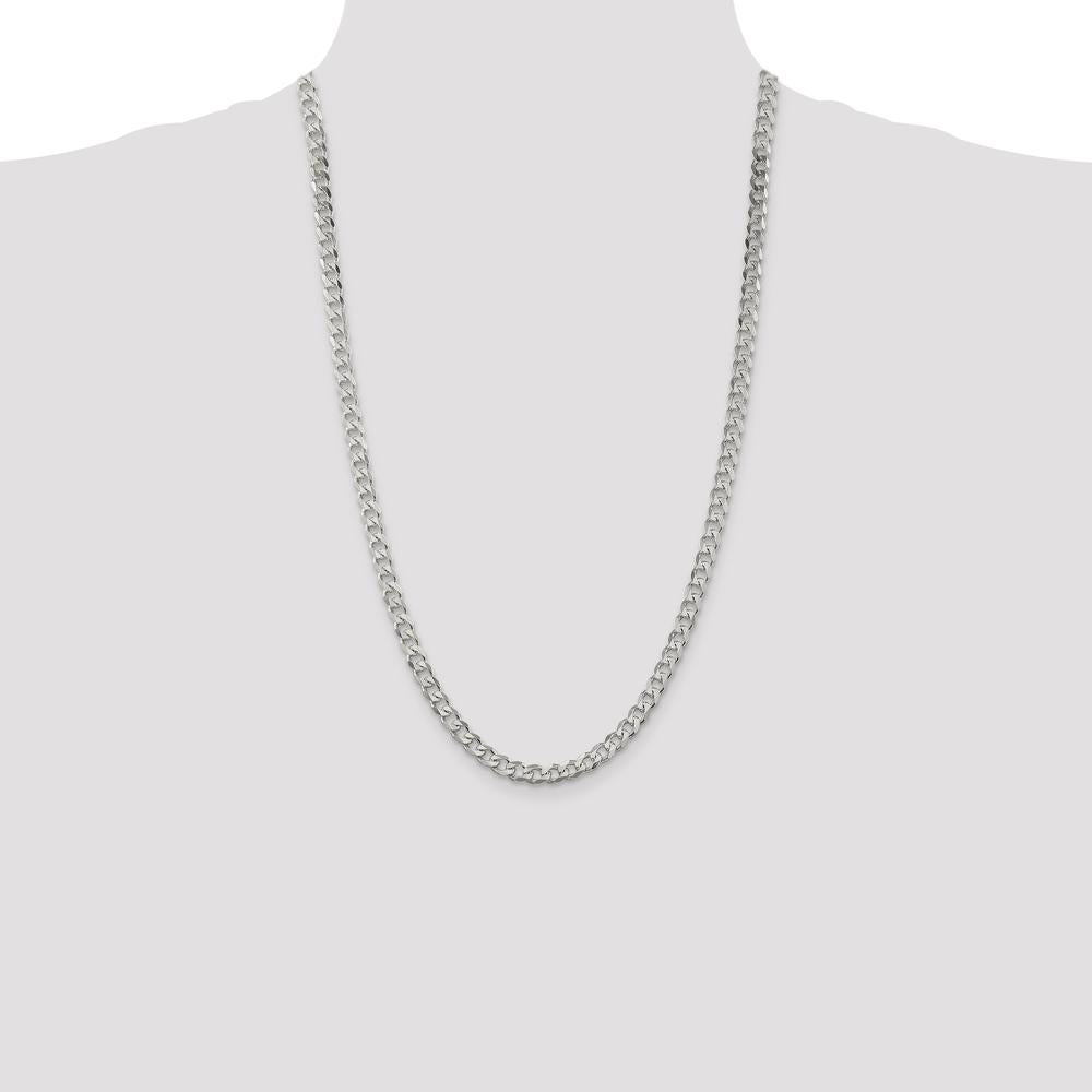 Sterling Silver 26" Polished Curb Chain Necklace - 6mm Width, Lobster Clasp by Lumare Gioia