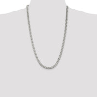 Sterling Silver 26" Polished Curb Chain Necklace - 7mm Width, Lobster Clasp by Lumare Gioia