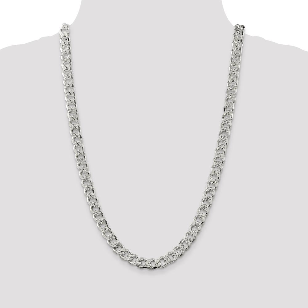 Sterling Silver 26" Polished Curb Chain Necklace - 9.3mm Width by Lumare Gioia