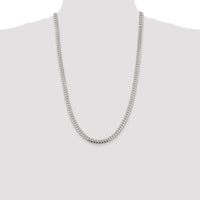 Sterling Silver 26" Polished Domed Curb Chain with Rhodium Plating by Lumare Gioia