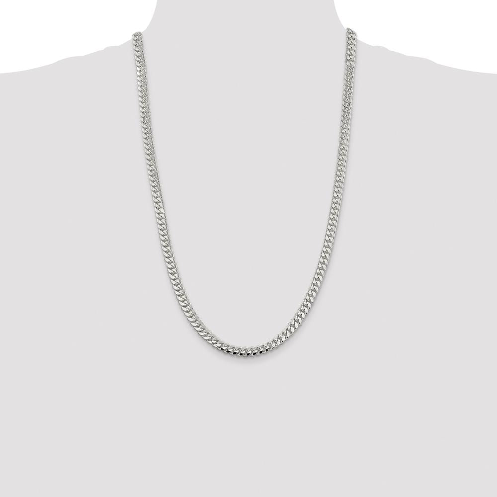 Sterling Silver 26" Polished Domed Curb Chain with Rhodium Plating by Lumare Gioia