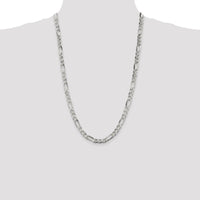 Sterling Silver 26" Polished Figaro Chain - 6.75mm Width by Lumare Gioia