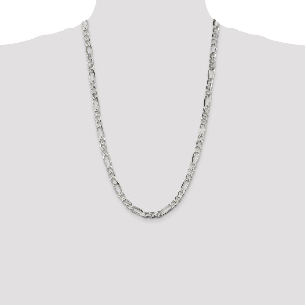 Sterling Silver 26" Polished Figaro Chain - 6.75mm Width by Lumare Gioia
