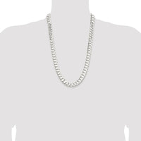 Sterling Silver 26" Rhodium-Plated 11.9mm Concave Beveled Curb Chain Necklace by Lumare Gioia