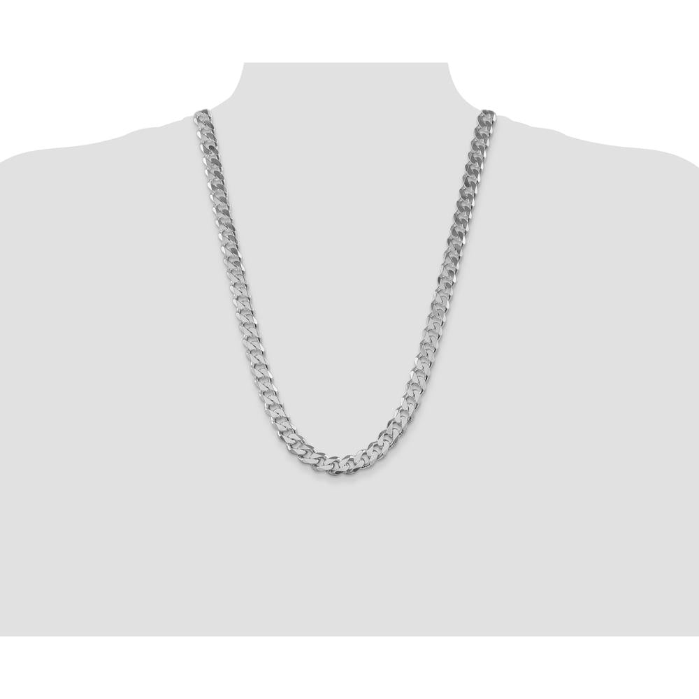 Sterling Silver 26" Rhodium-Plated 11mm Curb Chain Necklace by Lumare Gioia