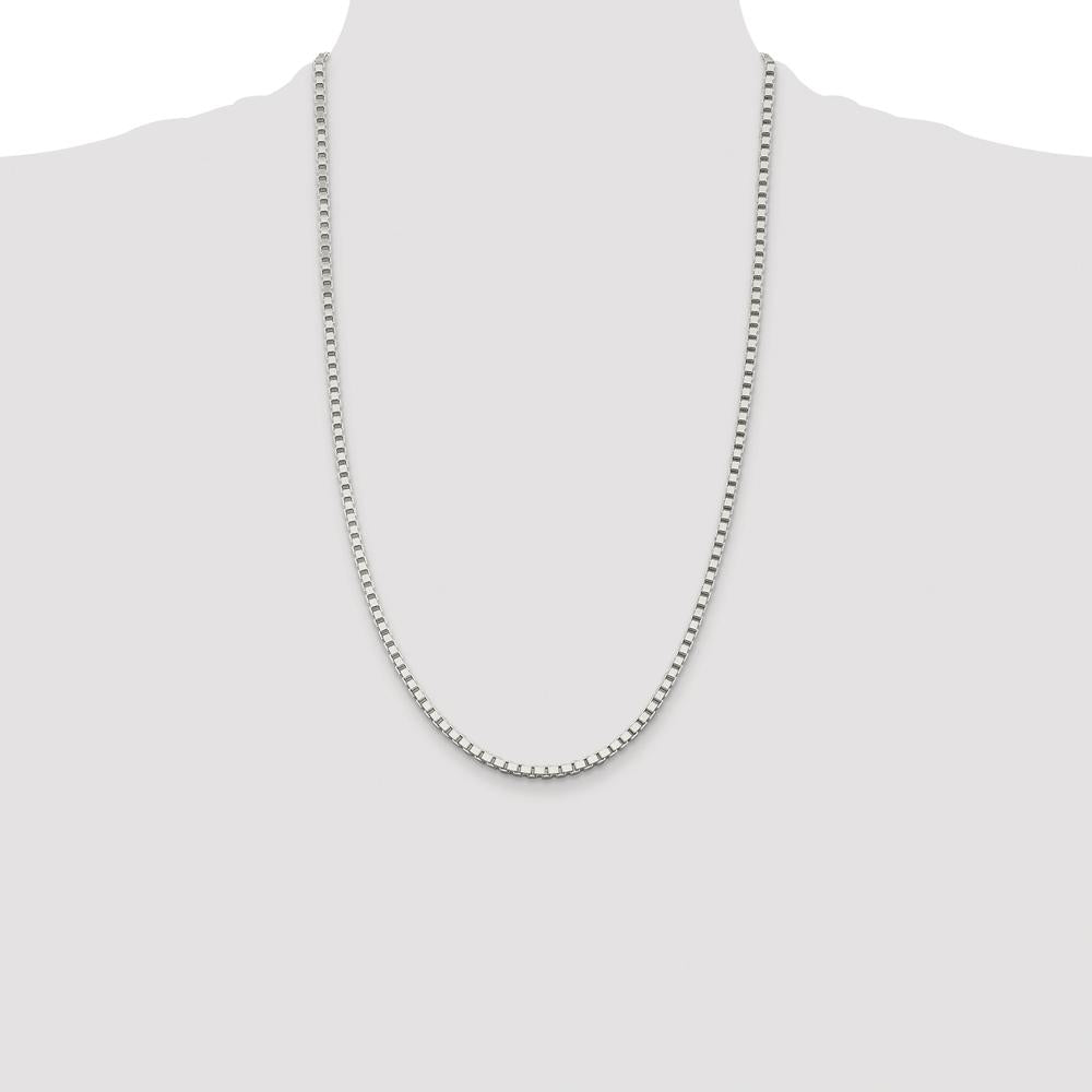 Sterling Silver 26" Rhodium-Plated 3mm Box Chain with Lobster Clasp by Lumare Gioia