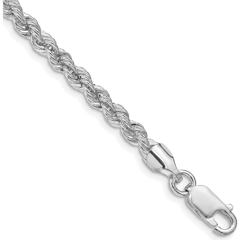 Sterling Silver 26" Rhodium-Plated 4.3mm Solid Rope Chain with Lobster Clasp by Lumare Gioia