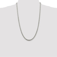 Sterling Silver 26" Rhodium-Plated 4.3mm Solid Rope Chain with Lobster Clasp by Lumare Gioia