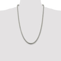Sterling Silver 26" Rhodium-Plated 5.2mm Round Box Chain Necklace by Lumare Gioia