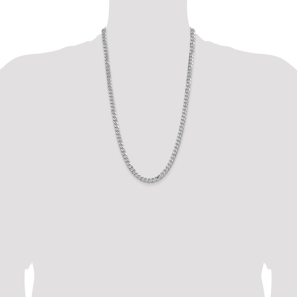 Sterling Silver 26" Rhodium-Plated 6.5mm Curb Chain with Lobster Clasp by Lumare Gioia