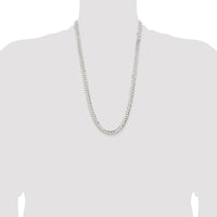 Sterling Silver 26" Rhodium-Plated 6.75mm Concave Beveled Curb Chain by Lumare Gioia