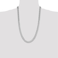 Sterling Silver 26" Rhodium-Plated 8mm Flat Curb Chain by Lumare Gioia