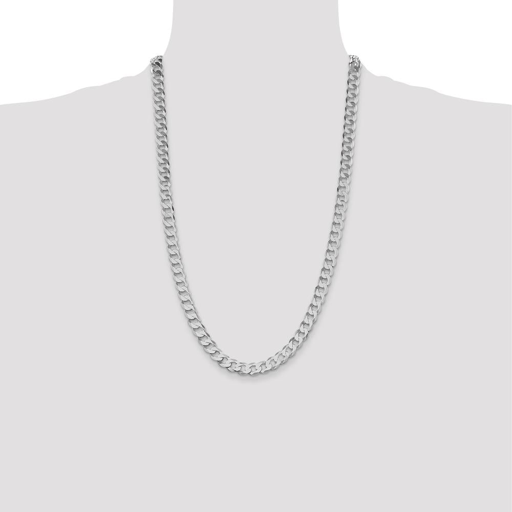 Sterling Silver 26" Rhodium-Plated 8mm Flat Curb Chain by Lumare Gioia