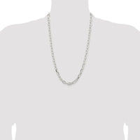 Sterling Silver 26" Rhodium-Plated Diamond-Cut Cable Chain - 7.5mm Width by Lumare Gioia
