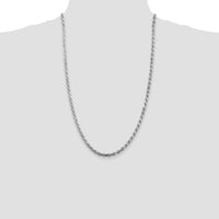 Sterling Silver 26" Rhodium-Plated Diamond-Cut Rope Chain - 4.25mm Width by Lumare Gioia
