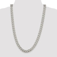 Sterling Silver 26" Rhodium-Plated Domed Curb Chain with Diamond-Cut Textured Links - 10.5mm Width by Lumare Gioia