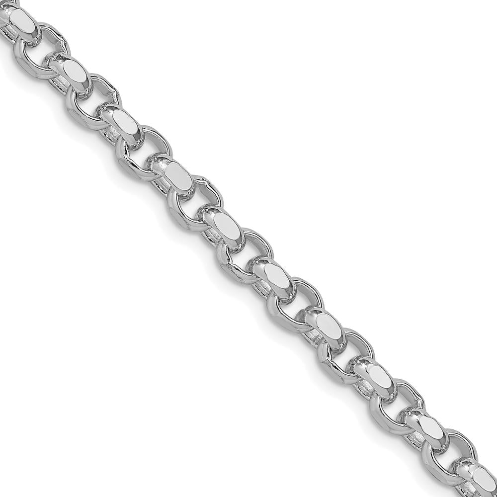 Sterling Silver 26" Rolo Chain with Rhodium Plating - 4mm Diamond-Cut Links by Lumare Gioia