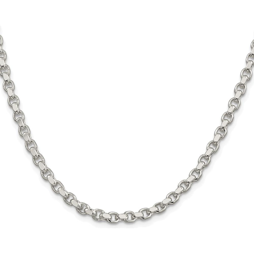 Sterling Silver 26" Rolo Chain with Rhodium Plating - 4mm Diamond-Cut Links by Lumare Gioia